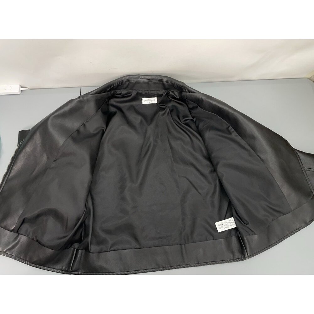 Vestique Faux Leather Jacket Biker Moto Motorcycle Zip Black Womens S - Picture 3 of 11
